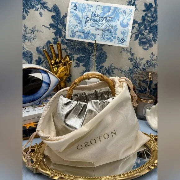 🆕 OROTON 🧿 NWT Gretel Mini Top Handle, Metallic Silver - Picture 16 of 16